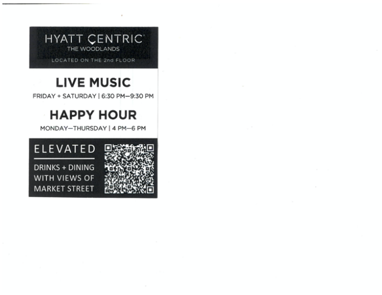 Hyatt Qr Code LIVE MUSIC at Hyatt Centric Kitchen & Bar | Market Street - The Woodlands